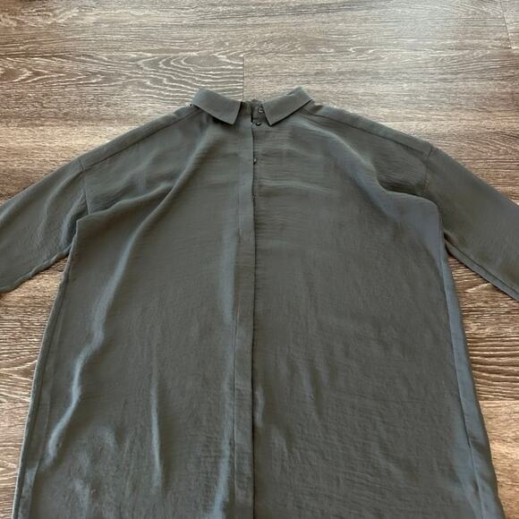 EUC COS Long Oversized Shirt Tunic Charcoal Gray Size 2 Minimalist High-Low Top - Picture 10 of 16